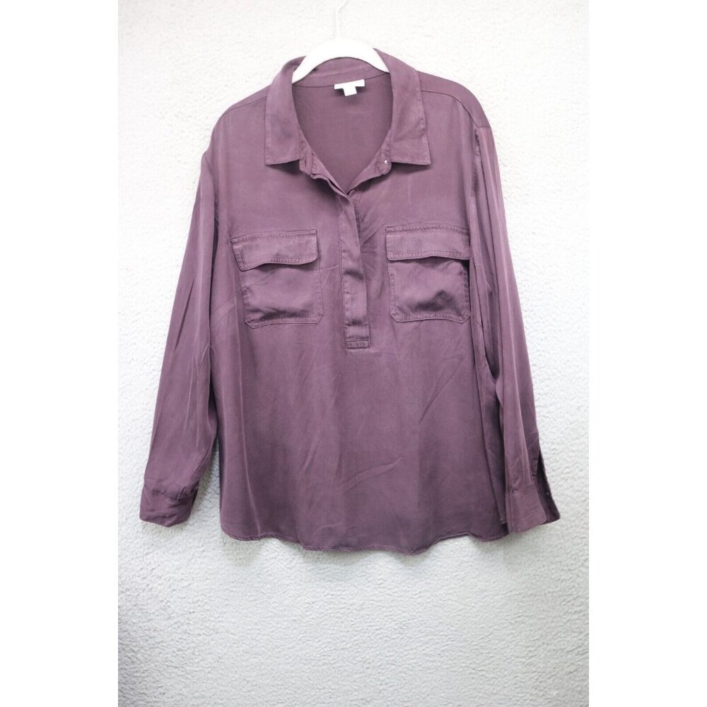 J. Jill Long Sleeve Button Up Blouse-Size 2X-Purple